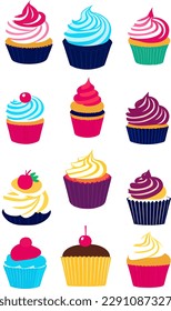 Cupcake vector set isolated on white background clip art