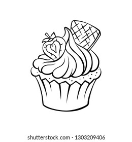 Cupcake. Vector sketch.