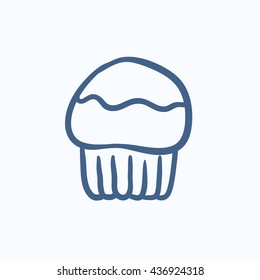 Cupcake vector sketch icon isolated on background. Hand drawn Cupcake icon. Cupcake sketch icon for infographic, website or app.