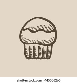 Cupcake vector sketch icon isolated on background. Hand drawn Cupcake icon. Cupcake sketch icon for infographic, website or app.
