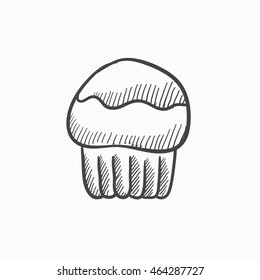 Cupcake vector sketch icon isolated on background. Hand drawn Cupcake icon. Cupcake sketch icon for infographic, website or app.
