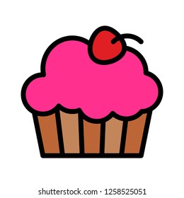 Cupcake vector, wedding related fiiled designe ditable outline icon 