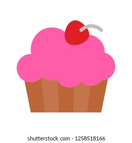 Cupcake vector, wedding related flat design icon 