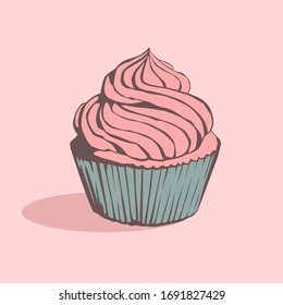 cupcake vintage illustration. cup cake. sweet cake vintage. cupcake vector.