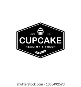 Cupcake vintage logo illustration vector template emblem