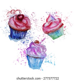 cupcake watercolor