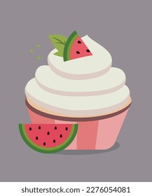 Cupcake with Watermelon and Vanilla Topping