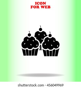 Cupcake web icon. Black illustration on white background