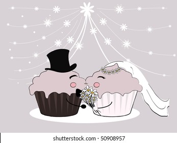 cupcake wedding couple