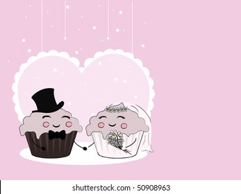 cupcake wedding couple