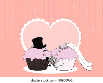 cupcake wedding couple