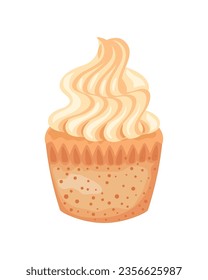 cupcake with whipped cream icon isolated white background