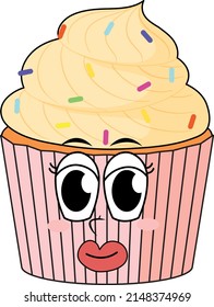 Cupcake with white cream illustration