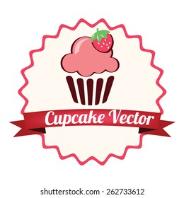 Cupcake yummy pink retro bakery logo badges and labels / Vintage retro bakery logo badge and label
