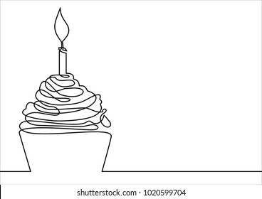 cupcake-continuous line drawing.web icon. vector design