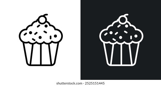 Cupcakeline in Thin line black color. flat simple vector symbols illustration.
