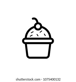 Cupcake.Outline.Sweet.Cook.Party Holiday Event Celebration Food Drink in flat design .Vector