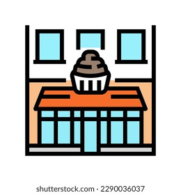 vectores de color de tienda de cupcakery. cartel de la tienda de cupcakery. ilustración de símbolo aislado
