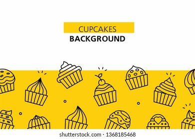 Cupcakes background. isolated on white background