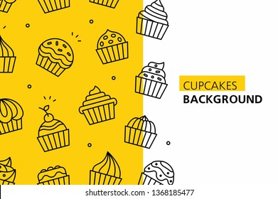 Cupcakes background. isolated on white background
