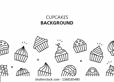 Cupcakes background. isolated on white background