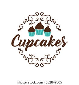 Cupcakes, bakery, cafe and pastry logo design