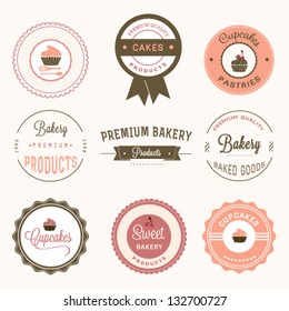 Cupcakes bakery labels set