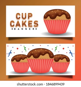 Cupcakes banner with colorful background