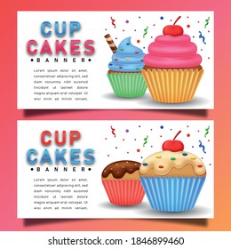 Cupcakes banner with colorful background
