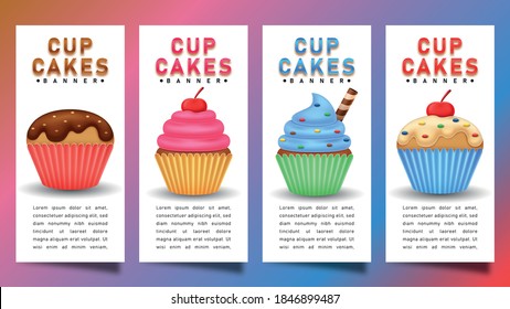 Cupcakes banner with colorful background