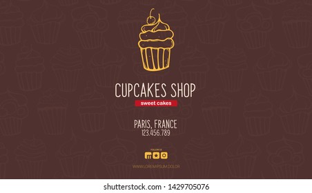 Cupcakes and Cakes banner. Bakery and pastry