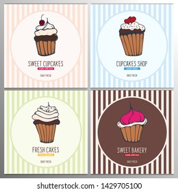 Cupcakes and Cakes banner. Bakery and pastry