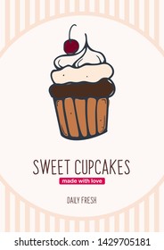 Cupcakes and Cakes banner. Bakery and pastry