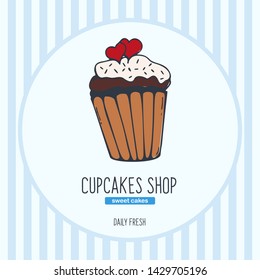 Cupcakes and Cakes banner. Bakery and pastry