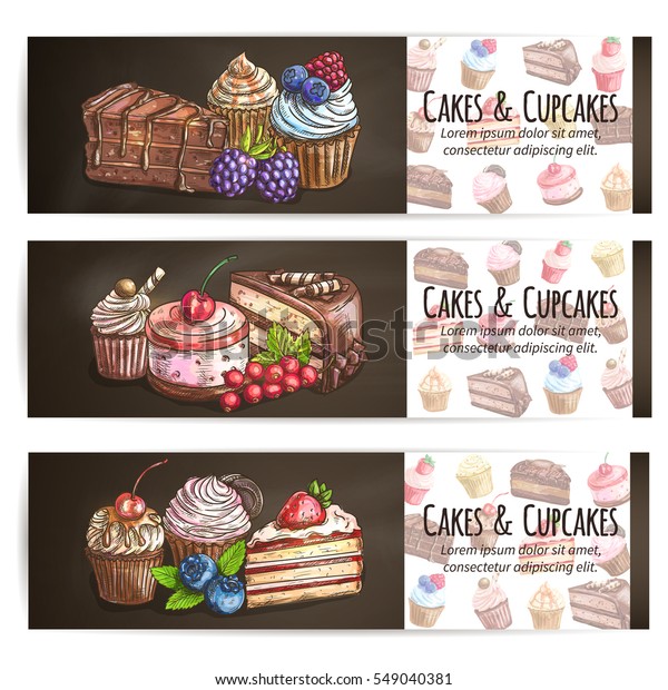 Cupcakes Gateaux Patisseries Affiche Des Desserts Image Vectorielle De Stock Libre De Droits