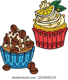 Cupcakes Cartoon Colored Clipart Illustration