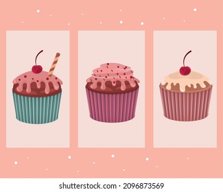 cupcakes with cherries and chips