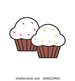 Cupcakes color icon. Muffins. Isolated vector illustration