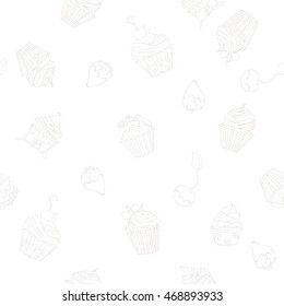 Cupcakes colorful seamless pattern can be used for wallpaper, website background, wrapping paper. Cupcake sweat bright pattern. Sweat desert design. Food concept.