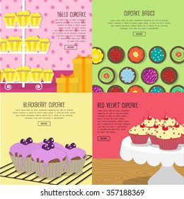 Cupcakes concept ,collection. Flat style vector illustration.