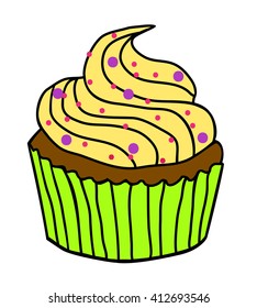 Cupcakes, cupcake or cake. Vector illustration.