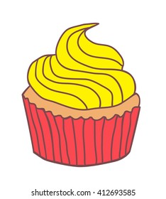 Cupcakes, cupcake or cake. Vector illustration.