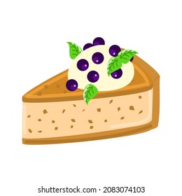 Cupcakes decorated with whipped cream and blueberries.  Blueberry Cake.  Breakfast bakery.  Blueberry dessert.  Vector illustration.