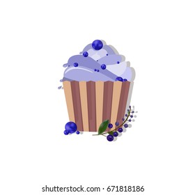 Cupcakes desserts Vector design. Delicious cupcakes set. Sweet berry flavors Vector illustration