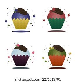 cupcakes of different flavors.food vector illustration