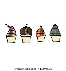 Cupcakes. Doodle Style