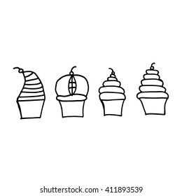 Cupcakes. Doodle Style