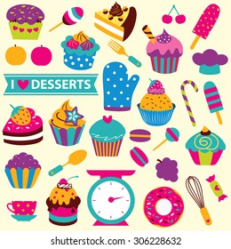 cupcakes elements clip art set