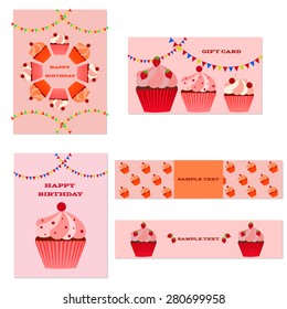 Cupcakes Greeting Cards and Banners. 