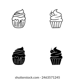 cupcakes icon flat vector illustration